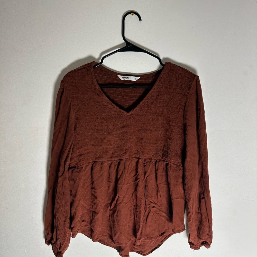 Sonoma Women's Chocolate V-Neck Blouse